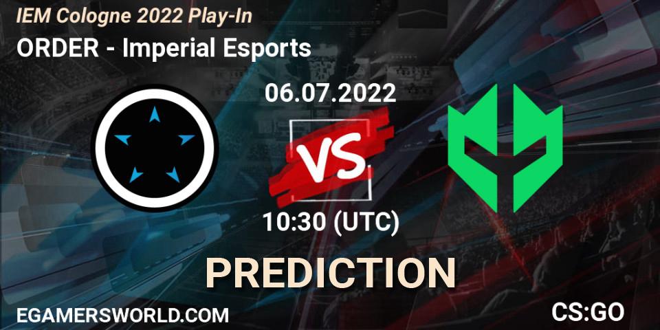 ORDER vs Imperial Esports: Match Prediction. 06.07.22, CS2 (CS:GO), IEM Cologne 2022 Play-In