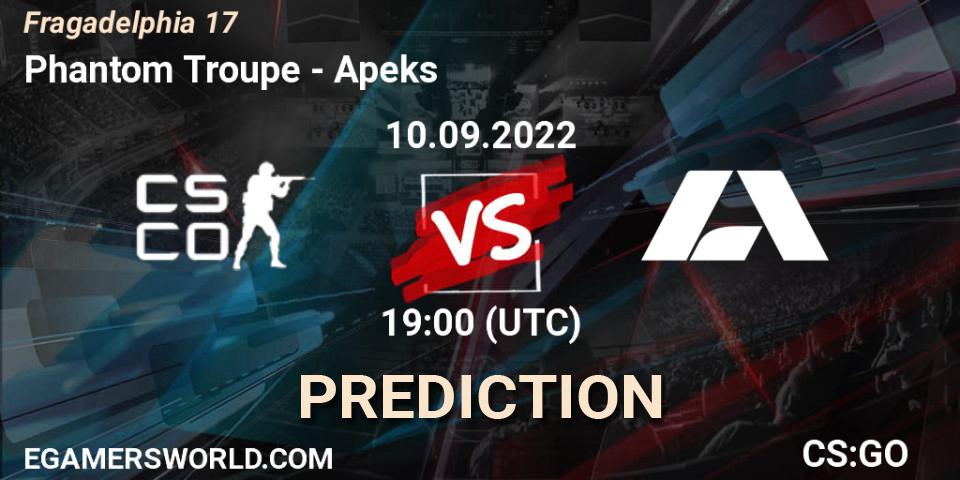 Phantom Troupe vs Apeks: Match Prediction. 10.09.2022 at 19:00, Counter-Strike (CS2), Fragadelphia 17