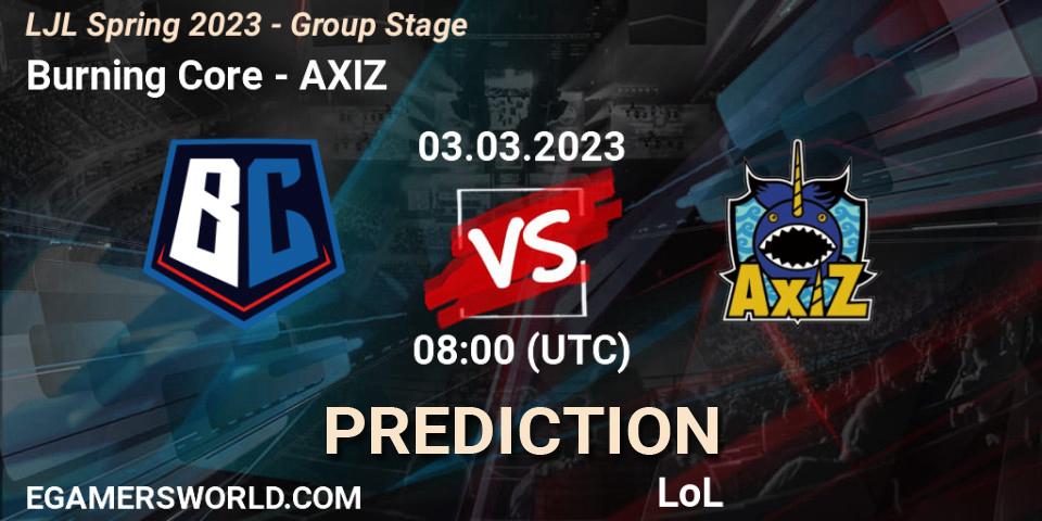 Burning Core vs AXIZ: Match Prediction. 03.03.23, LoL, LJL Spring 2023 - Group Stage