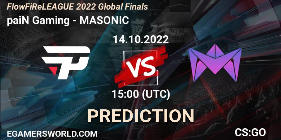paiN Gaming vs MASONIC: Match Prediction. 14.10.22, CS2 (CS:GO), FlowFiReLEAGUE 2022 Global Finals