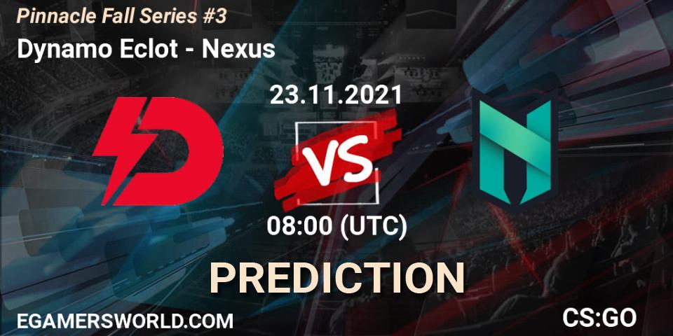 Dynamo Eclot vs Nexus: Match Prediction. 23.11.2021 at 08:00, Counter-Strike (CS2), Pinnacle Fall Series #3