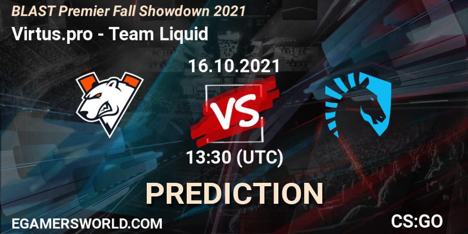 Virtus.pro vs Team Liquid: Match Prediction. 16.10.2021 at 17:45, Counter-Strike (CS2), BLAST Premier Fall Showdown 2021
