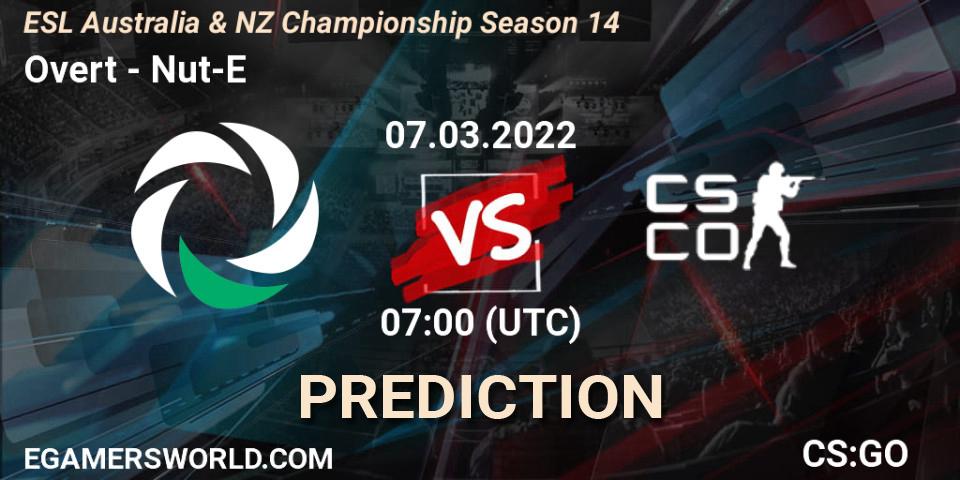 Overt vs Nut-E Gaming: Match Prediction. 07.03.2022 at 07:00, Counter-Strike (CS2), ESL ANZ Champs Season 14