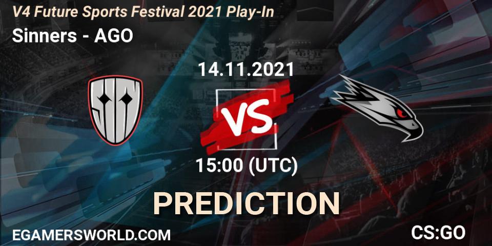 Sinners vs AGO: Match Prediction. 14.11.2021 at 16:45, Counter-Strike (CS2), V4 Future Sports Festival 2021 Play-In