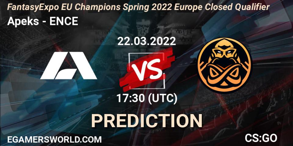 Apeks vs ENCE: Match Prediction. 22.03.2022 at 17:30, Counter-Strike (CS2), FantasyExpo EU Champions Spring 2022 Europe Closed Qualifier