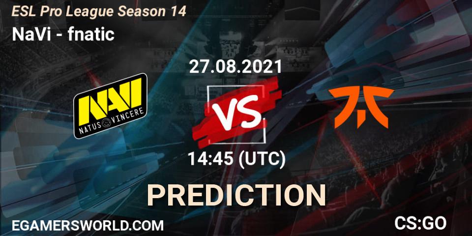 NaVi vs fnatic: Match Prediction. 27.08.2021 at 14:55, Counter-Strike (CS2), ESL Pro League Season 14
