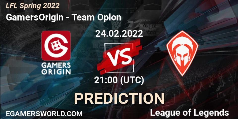 GamersOrigin vs Team Oplon: Match Prediction. 24.02.2022 at 21:00, LoL, LFL Spring 2022
