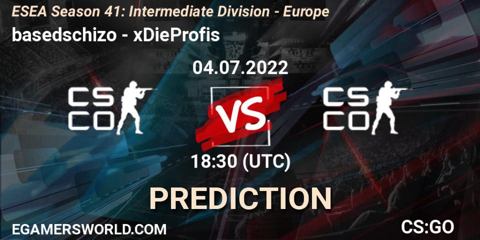 basedschizo vs SPARX ESPORTS: Match Prediction. 04.07.2022 at 18:00, Counter-Strike (CS2), ESEA Season 41: Intermediate Division - Europe