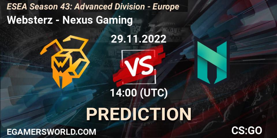 Websterz vs Nexus Gaming: Match Prediction. 29.11.22, CS2 (CS:GO), ESEA Season 43: Advanced Division - Europe