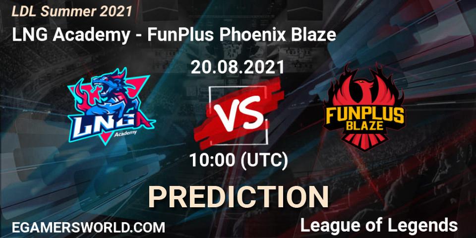 LNG Academy vs FunPlus Phoenix Blaze: Match Prediction. 20.08.21, LoL, LDL Summer 2021