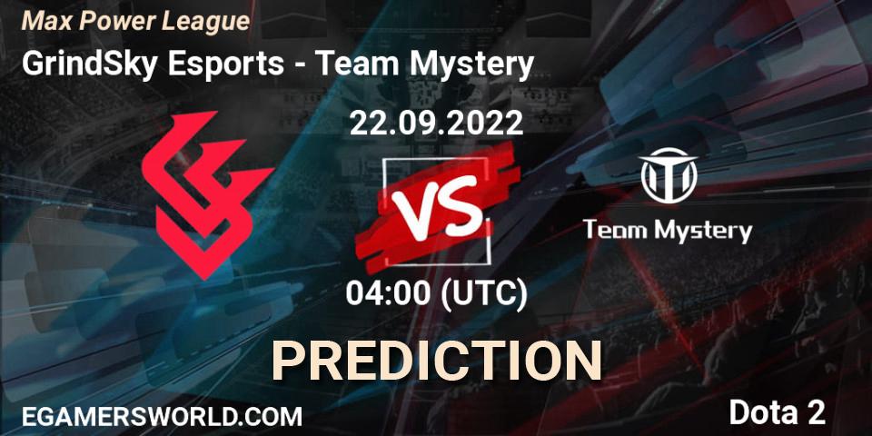 GrindSky Esports vs Team Mystery: Match Prediction. 22.09.2022 at 04:04, Dota 2, Max Power League