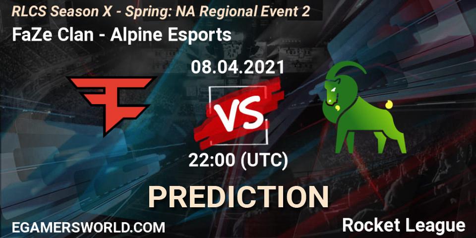 FaZe Clan vs Alpine Esports: Match Prediction. 08.04.2021 at 22:00, Rocket League, RLCS Season X - Spring: NA Regional Event 2