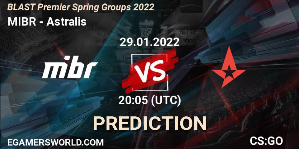 MIBR vs Astralis: Match Prediction. 29.01.2022 at 20:05, Counter-Strike (CS2), BLAST Premier Spring Groups 2022