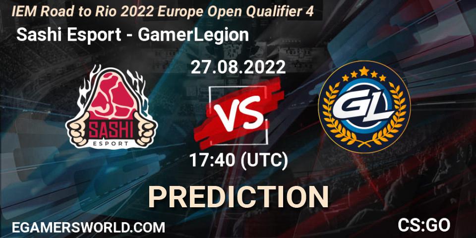  Sashi Esport vs GamerLegion: Match Prediction. 27.08.2022 at 17:40, Counter-Strike (CS2), IEM Road to Rio 2022 Europe Open Qualifier 4