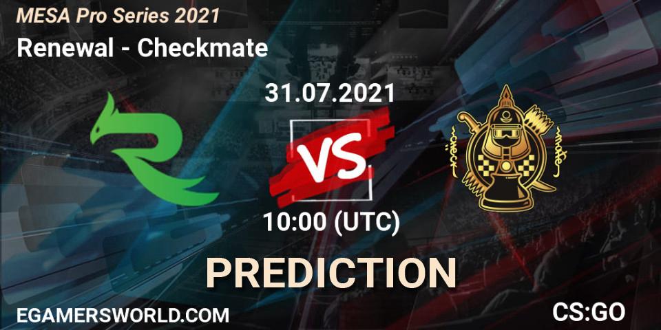 Renewal vs Checkmate: Match Prediction. 31.07.2021 at 08:00, Counter-Strike (CS2), MESA Pro Series 2021