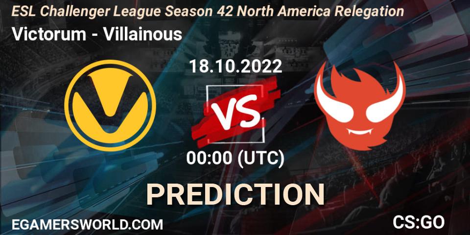 Victorum vs Villainous: Match Prediction. 18.10.22, CS2 (CS:GO), ESL Challenger League Season 42 North America Relegation