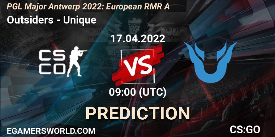 Outsiders vs Unique: Match Prediction. 17.04.22, CS2 (CS:GO), PGL Major Antwerp 2022: European RMR A