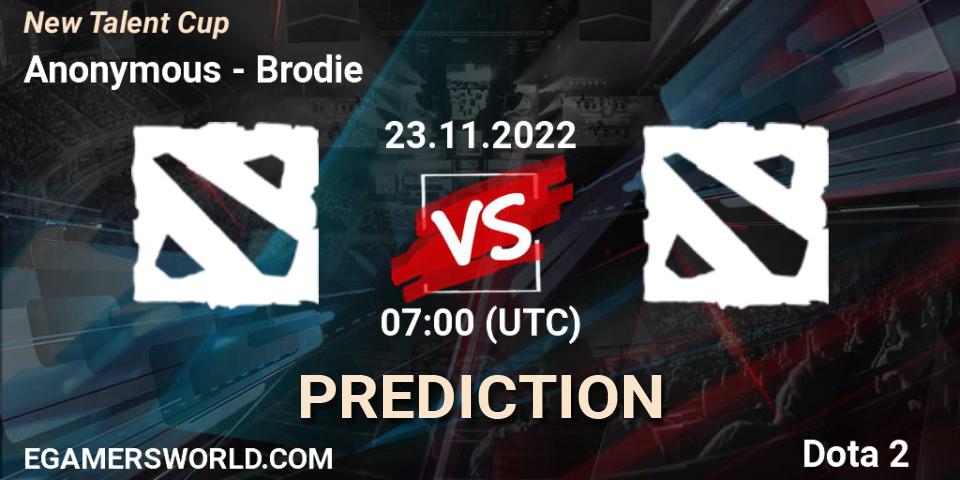 Anonymous vs Brodie: Match Prediction. 23.11.22, Dota 2, New Talent Cup