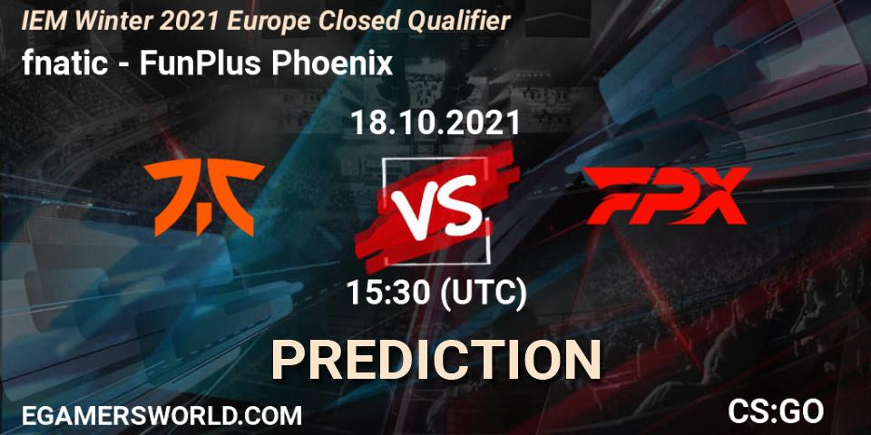 fnatic vs FunPlus Phoenix: Match Prediction. 18.10.2021 at 15:30, Counter-Strike (CS2), IEM Winter 2021 Europe Closed Qualifier