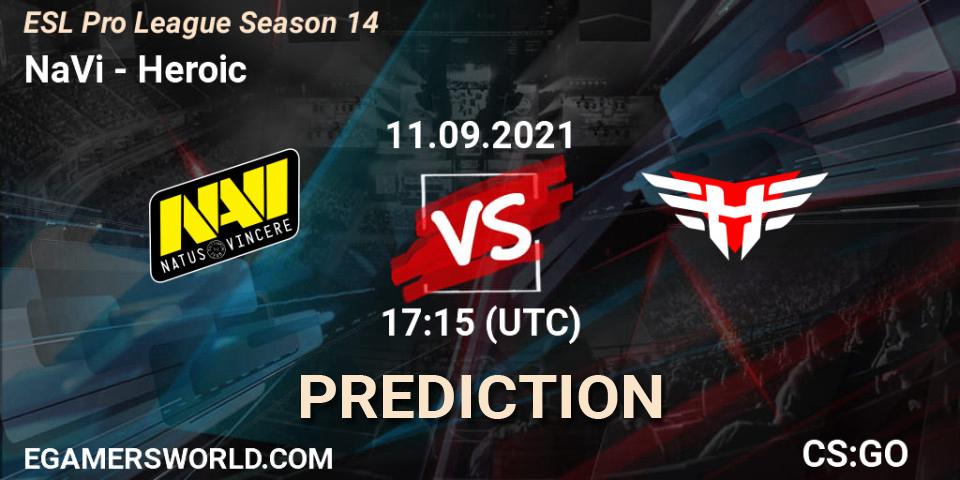 NaVi vs Heroic: Match Prediction. 11.09.2021 at 17:15, Counter-Strike (CS2), ESL Pro League Season 14