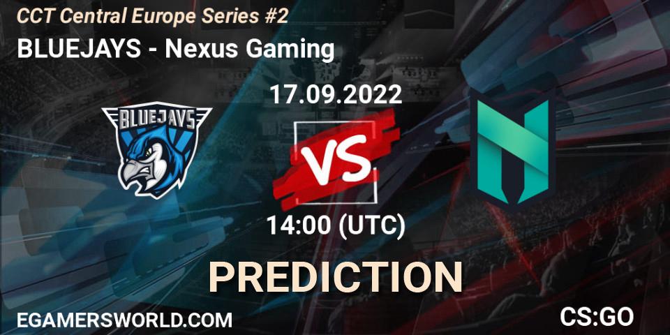 BLUEJAYS vs Nexus Gaming: Match Prediction. 17.09.2022 at 17:00, Counter-Strike (CS2), CCT Central Europe Series #2