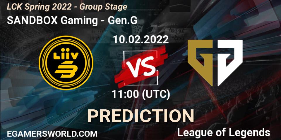SANDBOX Gaming vs Gen.G: Match Prediction. 10.02.2022 at 10:50, LoL, LCK Spring 2022 - Group Stage