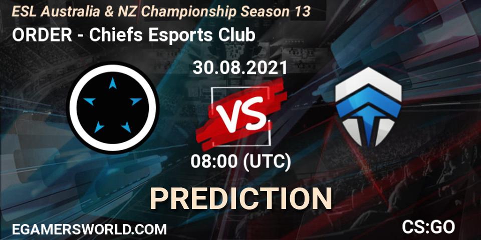 ORDER vs Chiefs Esports Club: Match Prediction. 30.08.2021 at 08:00, Counter-Strike (CS2), ESL Australia & NZ Championship Season 13