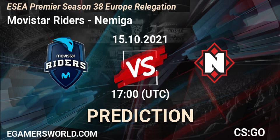 Movistar Riders vs Nemiga: Match Prediction. 15.10.2021 at 17:00, Counter-Strike (CS2), ESEA Premier Season 38 Europe Relegation