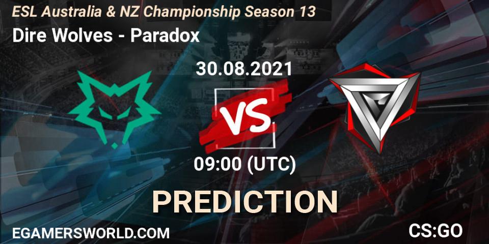 Dire Wolves vs Paradox: Match Prediction. 30.08.2021 at 09:15, Counter-Strike (CS2), ESL Australia & NZ Championship Season 13