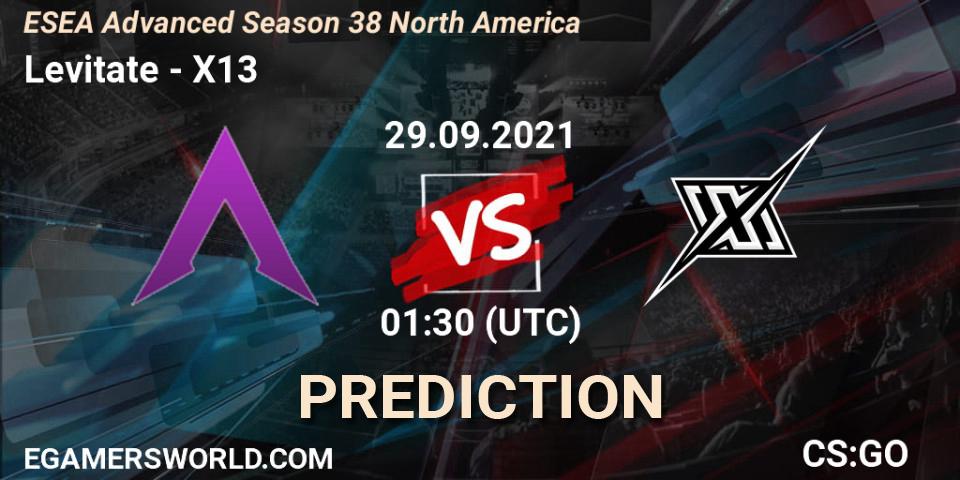 Levitate vs X13: Match Prediction. 30.09.2021 at 01:20, Counter-Strike (CS2), ESEA Advanced Season 38 North America