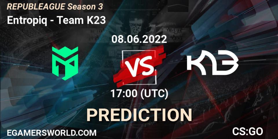 Entropiq vs Team K23: Match Prediction. 08.06.2022 at 17:00, Counter-Strike (CS2), REPUBLEAGUE Season 3