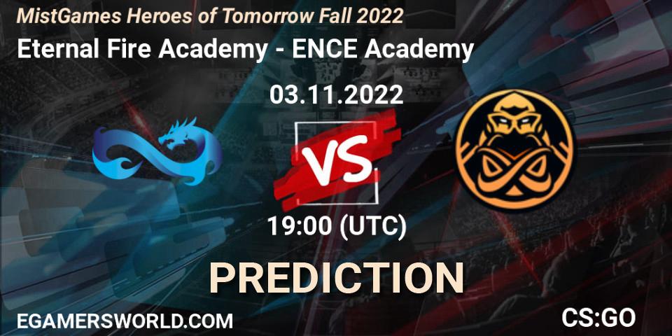 Eternal Fire Academy vs ENCE Academy: Match Prediction. 03.11.2022 at 19:25, Counter-Strike (CS2), MistGames Heroes of Tomorrow Fall 2022