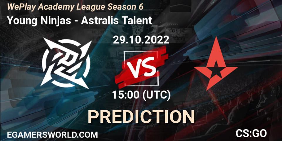 Young Ninjas vs Astralis Talent: Match Prediction. 29.10.2022 at 15:00, Counter-Strike (CS2), WePlay Academy League Season 6