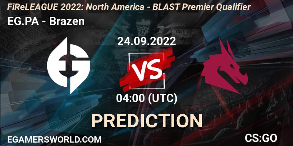 EG.PA vs Brazen: Match Prediction. 24.09.22, CS2 (CS:GO), FiReLEAGUE 2022: North America - BLAST Premier Qualifier