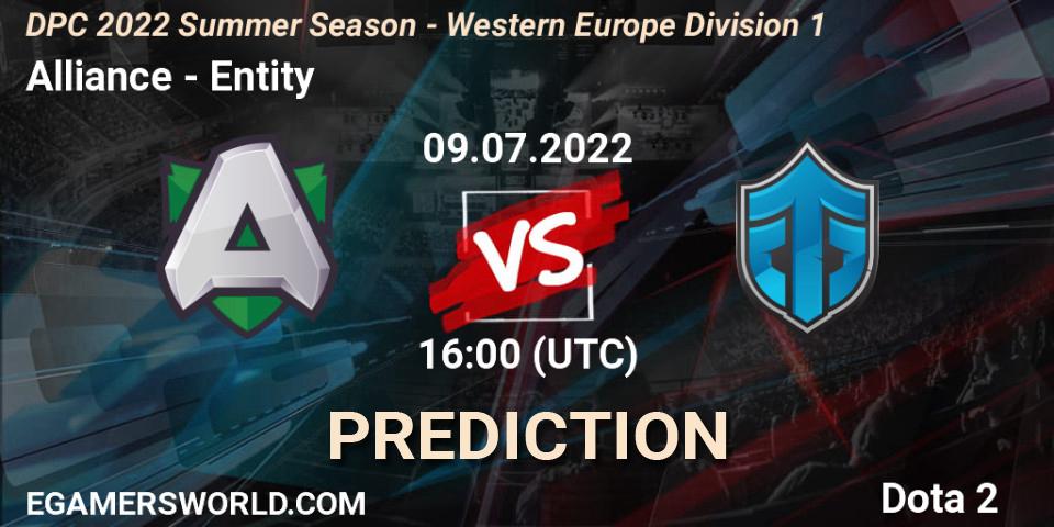 Alliance vs Entity: Match Prediction. 09.07.2022 at 15:55, Dota 2, DPC WEU 2021/2022 Tour 3: Division I
