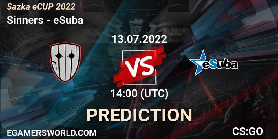 Sinners vs eSuba: Match Prediction. 13.07.2022 at 14:00, Counter-Strike (CS2), Sazka eCUP 2022