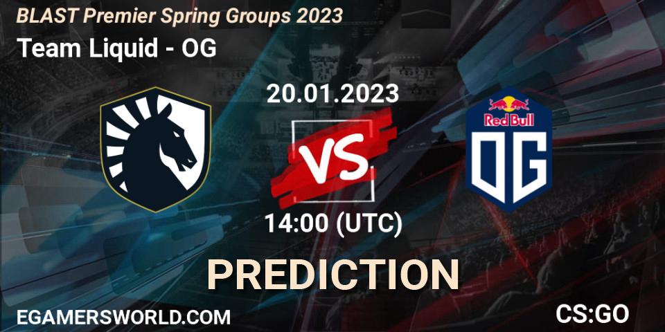 Team Liquid vs OG: Match Prediction. 20.01.2023 at 13:25, Counter-Strike (CS2), BLAST Premier Spring Groups 2023