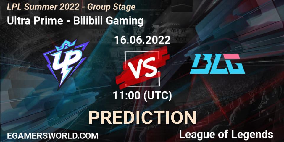 Ultra Prime vs Bilibili Gaming: Match Prediction. 16.06.2022 at 11:50, LoL, LPL Summer 2022 - Group Stage