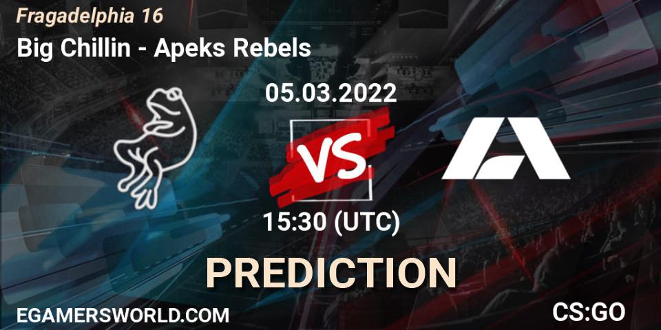 Big Chillin vs Apeks Rebels: Match Prediction. 05.03.2022 at 15:55, Counter-Strike (CS2), Fragadelphia 16