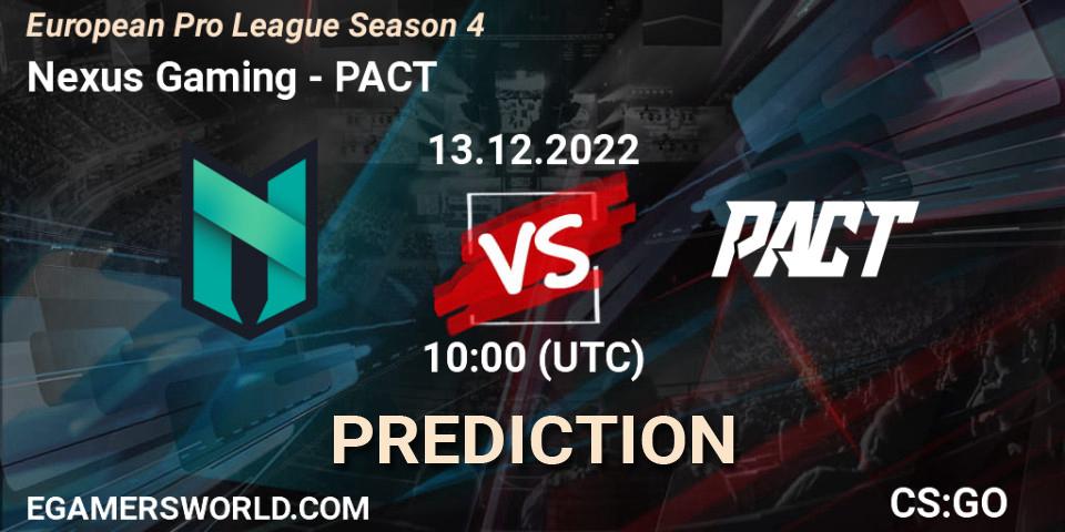 Nexus Gaming vs PACT: Match Prediction. 13.12.22, CS2 (CS:GO), European Pro League Season 4