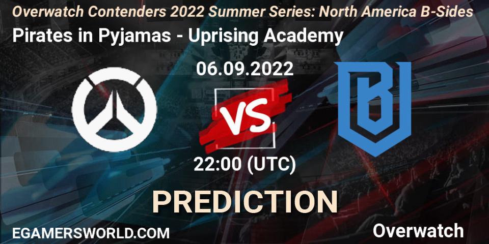 Pirates in Pyjamas vs Uprising Academy: Match Prediction. 07.09.2022 at 00:00, Overwatch, Overwatch Contenders 2022 Summer Series: North America B-Sides