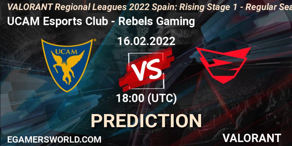UCAM Esports Club vs Rebels Gaming: Match Prediction. 16.02.2022 at 18:15, VALORANT, VALORANT Regional Leagues 2022 Spain: Rising Stage 1 - Regular Season