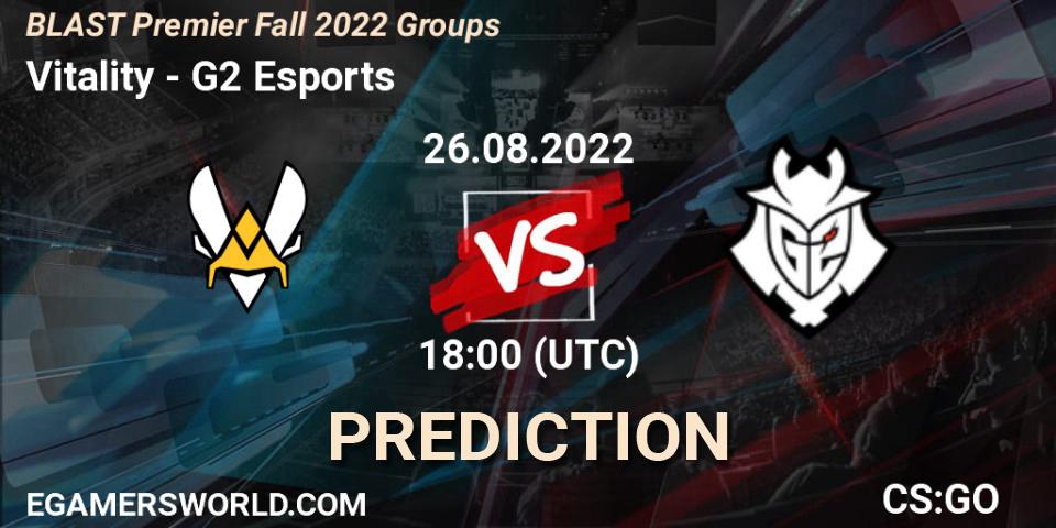 Vitality vs G2 Esports: Match Prediction. 26.08.2022 at 17:50, Counter-Strike (CS2), BLAST Premier Fall 2022 Groups