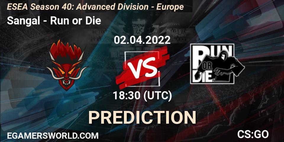 Sangal vs Run or Die: Match Prediction. 02.04.2022 at 18:15, Counter-Strike (CS2), ESEA Season 40: Advanced Division - Europe