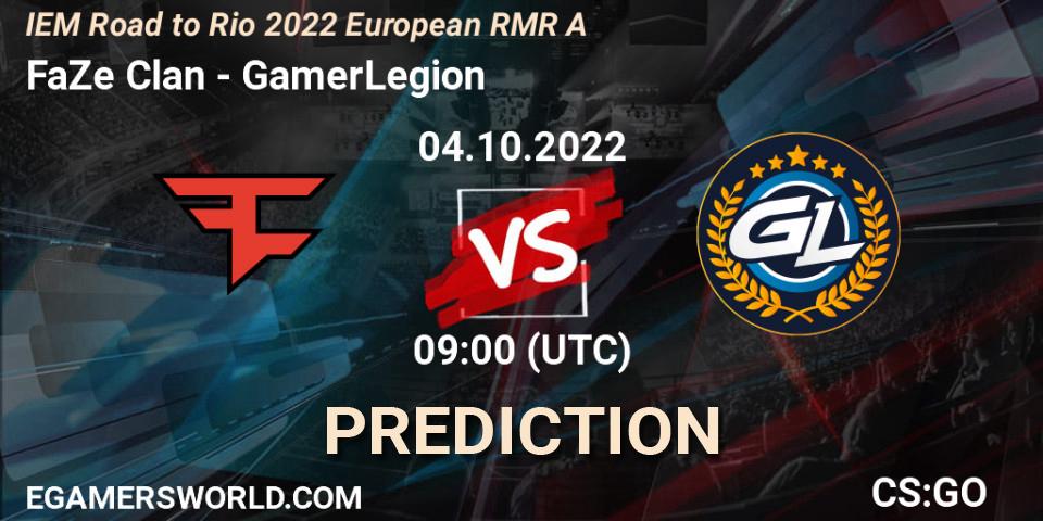 FaZe Clan vs GamerLegion: Match Prediction. 04.10.22, CS2 (CS:GO), IEM Road to Rio 2022 European RMR A