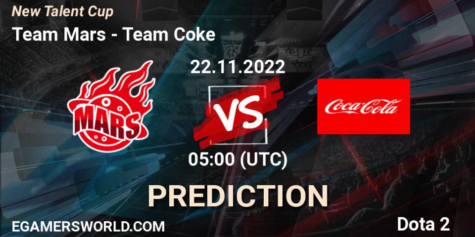 Team Mars vs Team Coke: Match Prediction. 22.11.2022 at 07:23, Dota 2, New Talent Cup