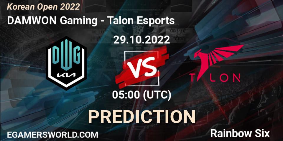 DAMWON Gaming vs Talon Esports: Match Prediction. 29.10.2022 at 05:00, Rainbow Six, Korean Open 2022