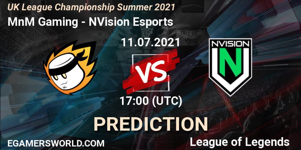 MnM Gaming vs NVision Esports: Match Prediction. 11.07.2021 at 17:00, LoL, UK League Championship Summer 2021