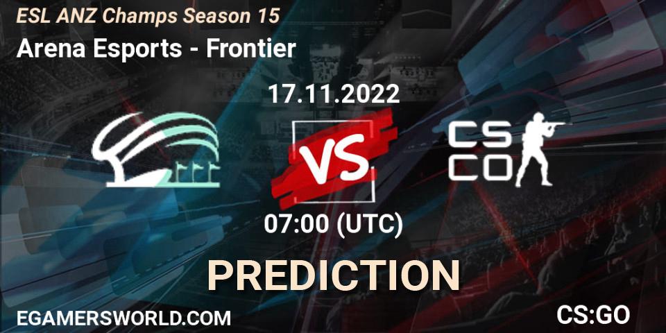 Arena Esports vs Frontier: Match Prediction. 17.11.2022 at 07:00, Counter-Strike (CS2), ESL ANZ Champs Season 15