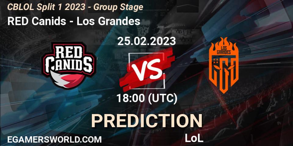 RED Canids vs Los Grandes: Match Prediction. 25.02.2023 at 18:15, LoL, CBLOL Split 1 2023 - Group Stage